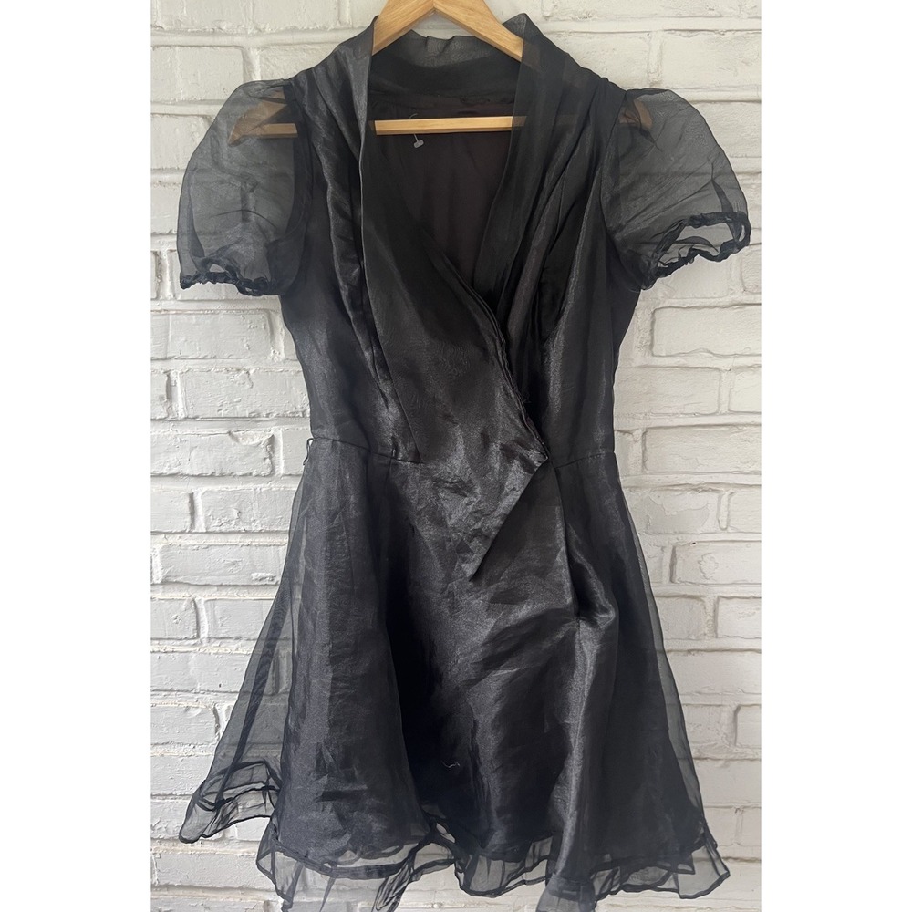 Vintage Fit & Flare Chiffon Sleeve Chiffon Swing Skirt Dress Size 4-6 Small